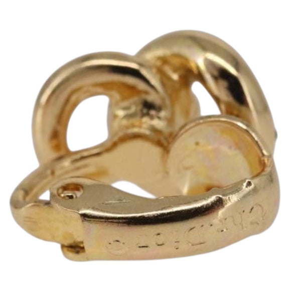 Christian Dior Rhinestone Circle Earring Metal Gold Tone Auth SK170