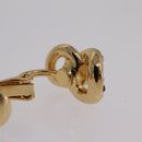 Christian Dior Rhinestone Circle Earring Metal Gold Tone Auth SK170-9