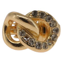Christian Dior Rhinestone Circle Earring Metal Gold Tone Auth SK171-8