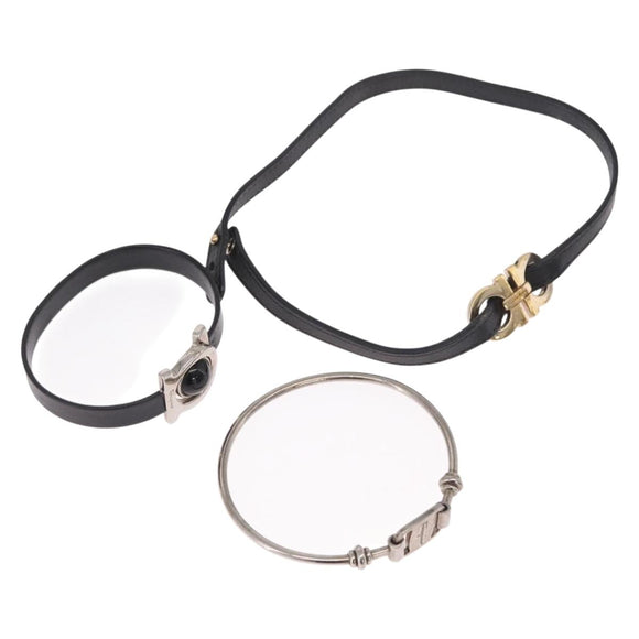 Salvatore Ferragamo Bangle Bracelet Metal 3 Set Gold Tone Silver Auth SK173