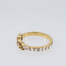 Christian Dior Logo rhinestone Ring Metal Gold Tone Auth SK180-10
