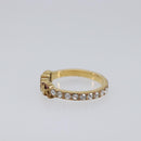 Christian Dior Logo rhinestone Ring Metal Gold Tone Auth SK180-4
