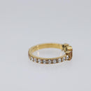 Christian Dior Logo rhinestone Ring Metal Gold Tone Auth SK180-5