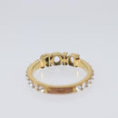 Christian Dior Logo rhinestone Ring Metal Gold Tone Auth SK180-9