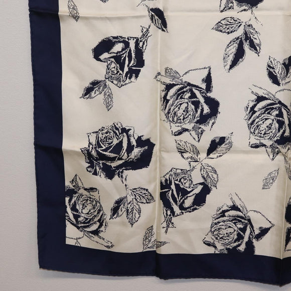 Christian Dior Scarf Silk Navy White Auth SK186