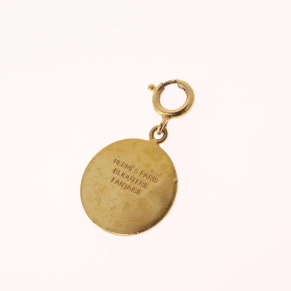 HERMES Charm Ring Metal 2 Set Gold Tone Auth SK203