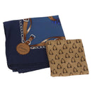 GUCCI Scarf Silk 2 Pieces Set Navy Beige Auth SK205-1