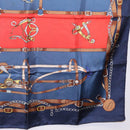 GUCCI Scarf Silk 2 Pieces Set Navy Beige Auth SK205-12