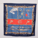 GUCCI Scarf Silk 2 Pieces Set Navy Beige Auth SK205-13