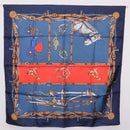 GUCCI Scarf Silk 2 Pieces Set Navy Beige Auth SK205-8