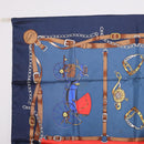 GUCCI Scarf Silk 2 Pieces Set Navy Beige Auth SK205-9
