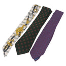 CHANEL Hermes Scarf Necktie 3 Set Purple Khaki CC Auth SK211-1