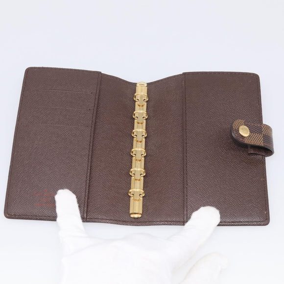 LOUIS VUITTON Damier Ebene Agenda PM Day Planner Cover R20029 LV Auth SK215A