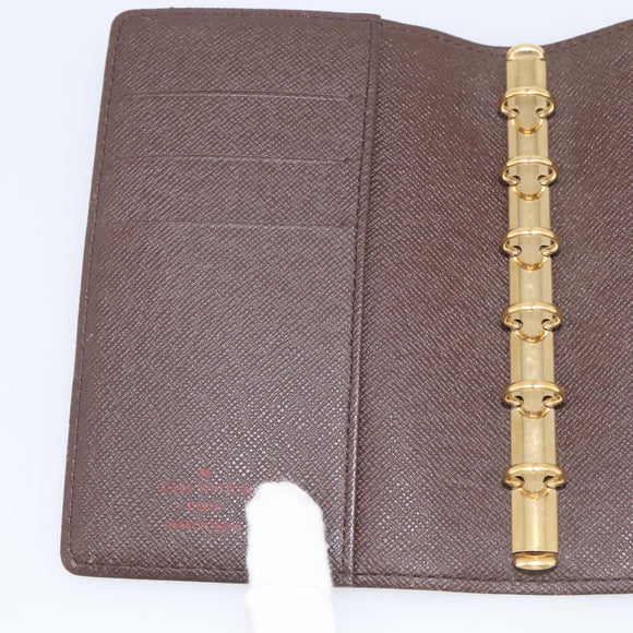 LOUIS VUITTON Damier Ebene Agenda PM Day Planner Cover R20029 LV Auth SK215A