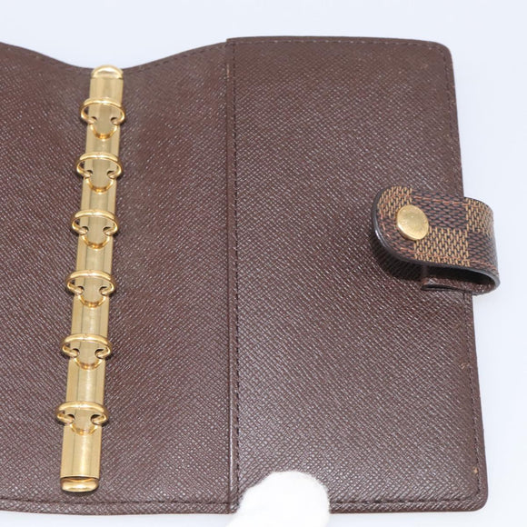 LOUIS VUITTON Damier Ebene Agenda PM Day Planner Cover R20029 LV Auth SK215A