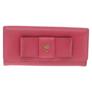PRADA Long Wallet Saffiano leather Pink Gold Auth SK256-2