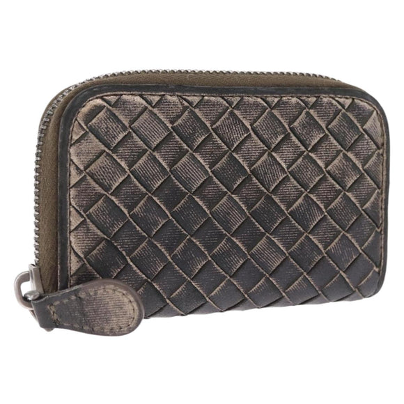 Bottega Veneta INTRECCIATO Coin Purse Leather Black 114075 Auth SK268
