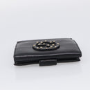 GUCCI Interlocking G Studs Bifold Wallet Leather Black Gold Auth SK274-6