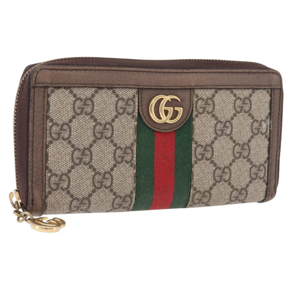 GUCCI GG Offdia Web Sherry Line Long Wallet Beige Red Green 523154 Auth SK277