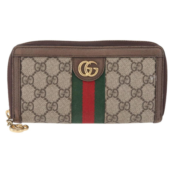 GUCCI GG Offdia Web Sherry Line Long Wallet Beige Red Green 523154 Auth SK277