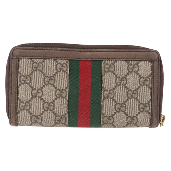 GUCCI GG Offdia Web Sherry Line Long Wallet Beige Red Green 523154 Auth SK277