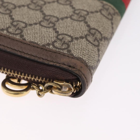 GUCCI GG Offdia Web Sherry Line Long Wallet Beige Red Green 523154 Auth SK277
