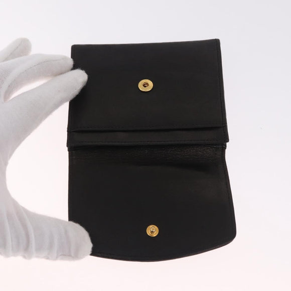 CHANEL COCO Mark Coin Purse Lamb Skin Black Gold CC Auth SK285
