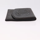 CHANEL COCO Mark Coin Purse Lamb Skin Black Gold CC Auth SK285-4