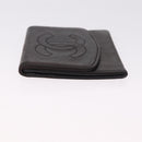 CHANEL COCO Mark Coin Purse Lamb Skin Black Gold CC Auth SK285-5