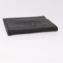 CHANEL COCO Mark Coin Purse Lamb Skin Black Gold CC Auth SK285-6