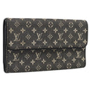 LOUIS VUITTON Monogram Mini Lin Porte Tresor Wallet Black M92445 LV Auth SK308-1
