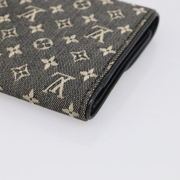 LOUIS VUITTON Monogram Mini Lin Porte Tresor Wallet Black M92445 LV Auth SK308
