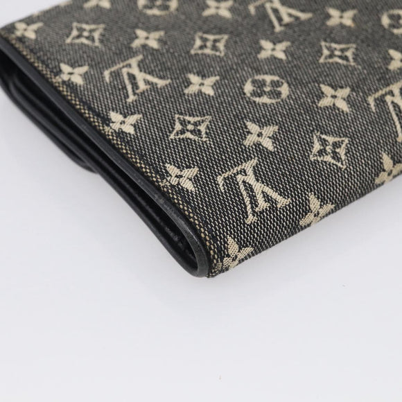 LOUIS VUITTON Monogram Mini Lin Porte Tresor Wallet Black M92445 LV Auth SK308