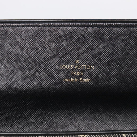 LOUIS VUITTON Monogram Mini Lin Porte Tresor Wallet Black M92445 LV Auth SK308