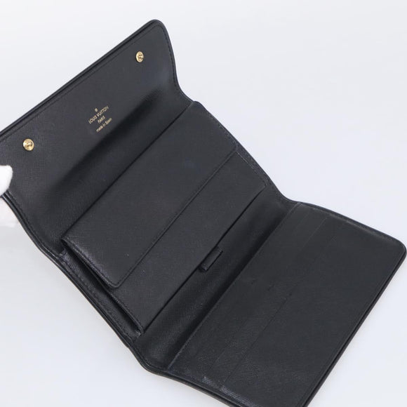 LOUIS VUITTON Monogram Mini Lin Porte Tresor Wallet Black M92445 LV Auth SK308