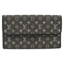 LOUIS VUITTON Monogram Mini Lin Porte Tresor Wallet Black M92445 LV Auth SK308-2