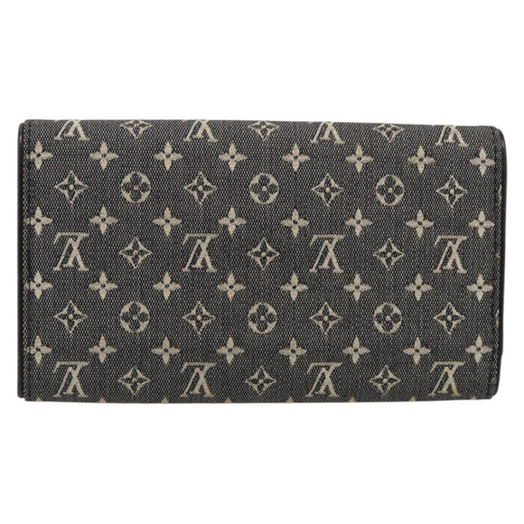 LOUIS VUITTON Monogram Mini Lin Porte Tresor Wallet Black M92445 LV Auth SK308