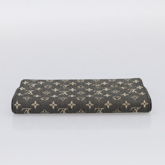 LOUIS VUITTON Monogram Mini Lin Porte Tresor Wallet Black M92445 LV Auth SK308