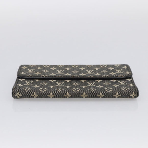 LOUIS VUITTON Monogram Mini Lin Porte Tresor Wallet Black M92445 LV Auth SK308