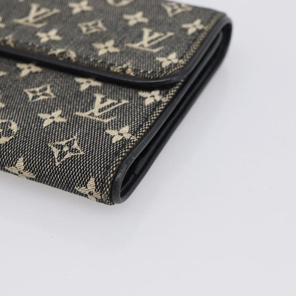 LOUIS VUITTON Monogram Mini Lin Porte Tresor Wallet Black M92445 LV Auth SK308
