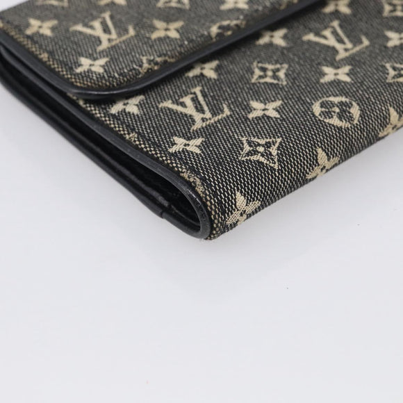 LOUIS VUITTON Monogram Mini Lin Porte Tresor Wallet Black M92445 LV Auth SK308