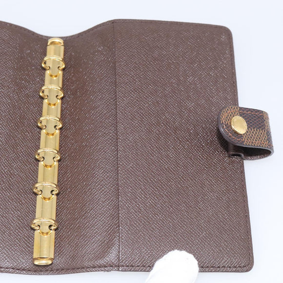 LOUIS VUITTON Damier Ebene Agenda PM Day Planner Cover R20029 LV Auth SK310A
