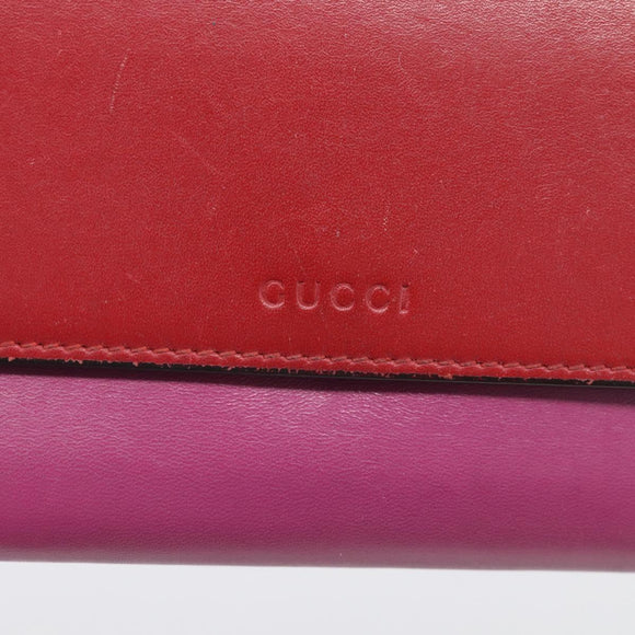 GUCCI Long Wallet Leather Red Gold 410100 Auth SK316