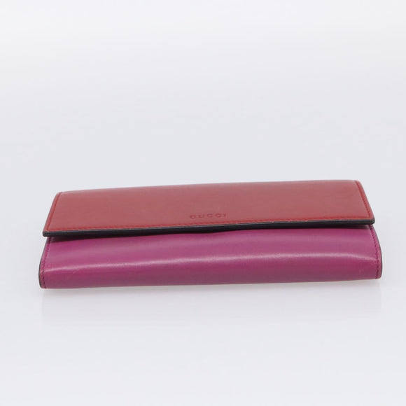 GUCCI Long Wallet Leather Red Gold 410100 Auth SK316