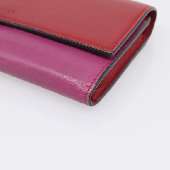 GUCCI Long Wallet Leather Red Gold 410100 Auth SK316