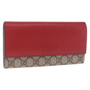 GUCCI GG Supreme Long Wallet PVC Beige Gold Auth SK323-1