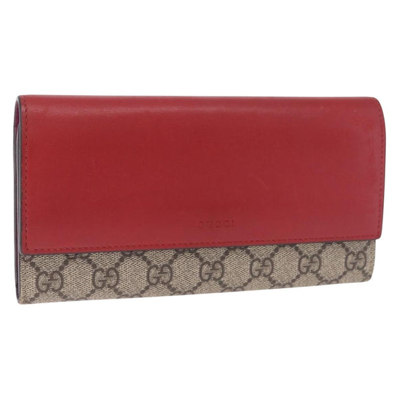 GUCCI GG Supreme Long Wallet PVC Beige Gold Auth SK323
