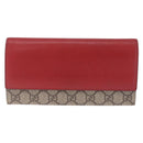 GUCCI GG Supreme Long Wallet PVC Beige Gold Auth SK323-2