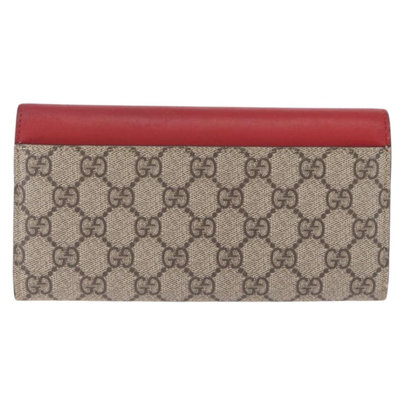 GUCCI GG Supreme Long Wallet PVC Beige Gold Auth SK323
