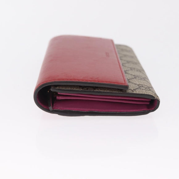 GUCCI GG Supreme Long Wallet PVC Beige Gold Auth SK323